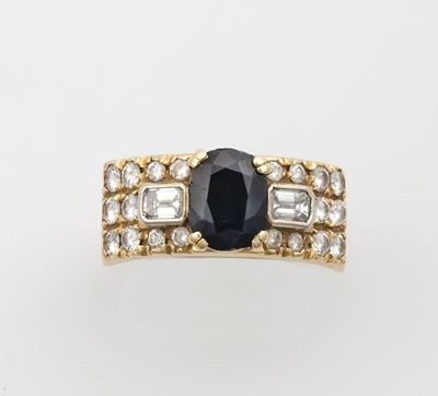 Anello con Zaffiro e Diamanti