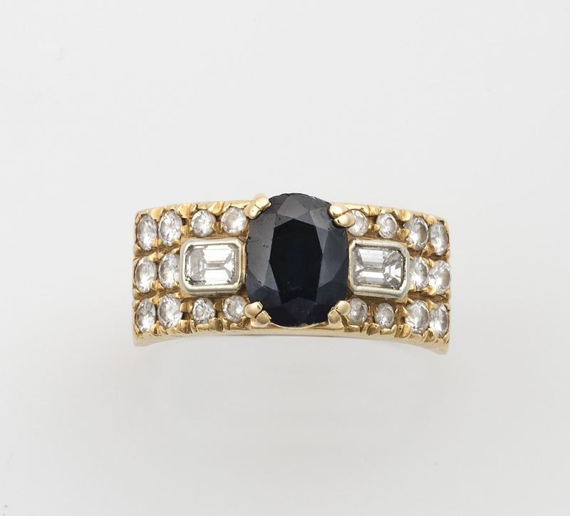 Anello con zaffiro e diamanti  - Auction Jewels - Timed Auction - Cambi Casa d'Aste