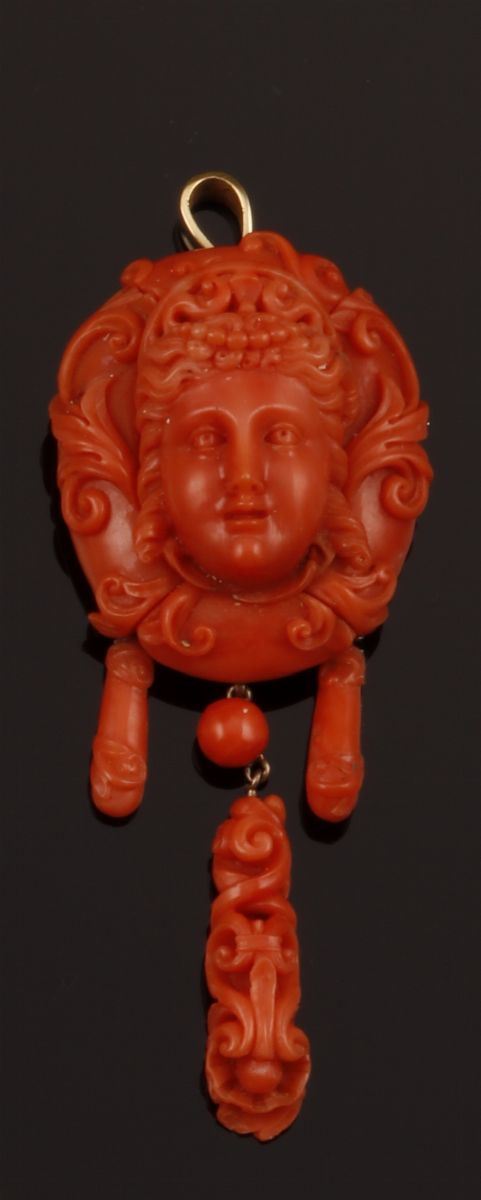 Coral pendent/brooch  - Auction Fine Coral Jewels - Cambi Casa d'Aste