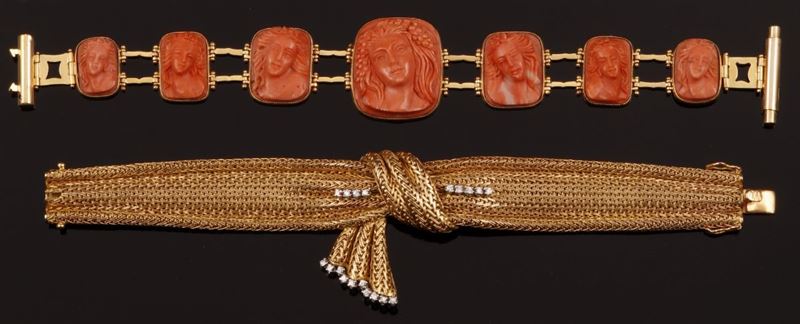 Pair of gold and coral bracelets  - Auction Fine Coral Jewels - Cambi Casa d'Aste
