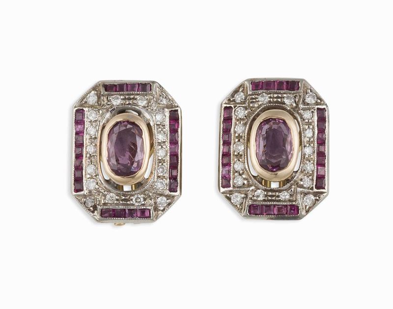 Paio di orecchini con rubelliti e diamanti  - Auction Vintage, Jewels and Bijoux - Cambi Casa d'Aste