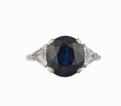Anello con Zaffiro Australia e Diamanti