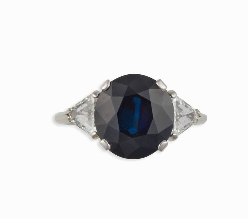 Anello con zaffiro Australia e diamanti  - Auction Vintage, Jewels and Bijoux - Cambi Casa d'Aste