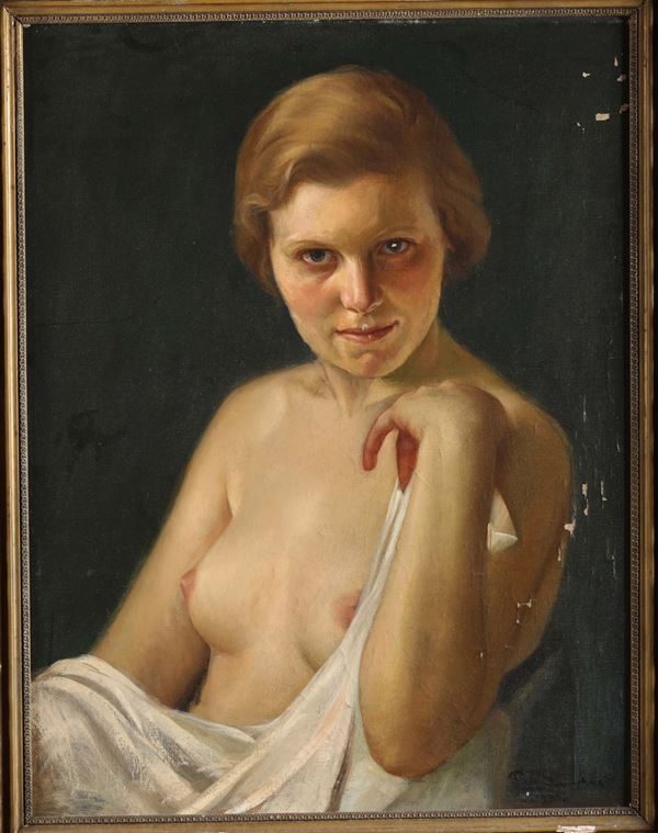 Domokos Pap (1894-1972) Ritratto di donna in nudo