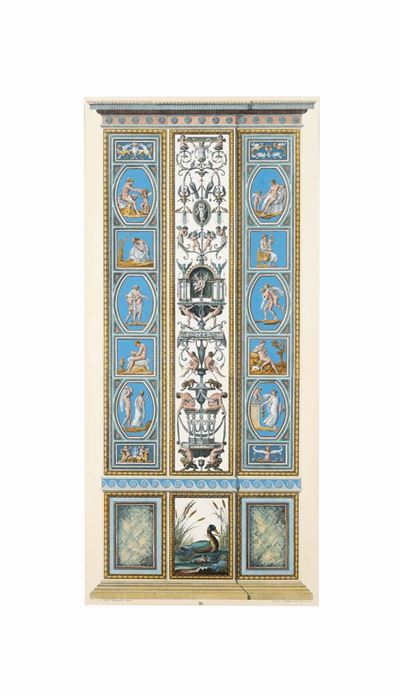 Quattro Incisioni Acquerellate delle Logge Vaticane di Raffaello, da Giovanni Volpato, XVIII-XIX ...