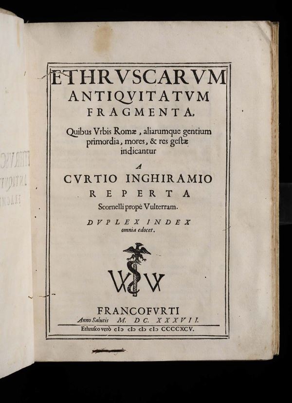 Inghiriamo, Curzio Ethruscarum Antiquitatum Fragmenta..., Francoforte ma Firenze, Giovanni Battista Landini, 1637