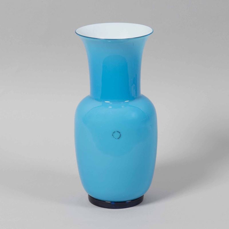 Venini, Murano, 1993. A vase in cased turquoise opaline glass  - Auction Murano '900 - II - Cambi Casa d'Aste
