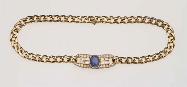 Sapphire, diamond and gold necklace. Bulgari
