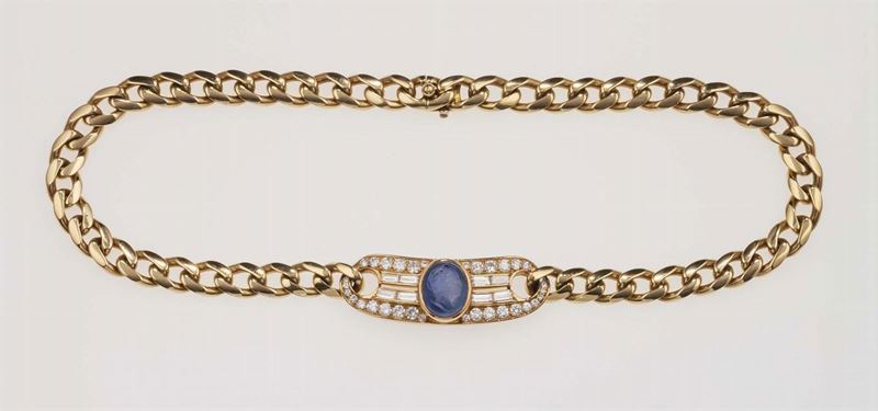 Sapphire, diamond and gold necklace. Bulgari  - Auction Fine Jewels - Cambi Casa d'Aste