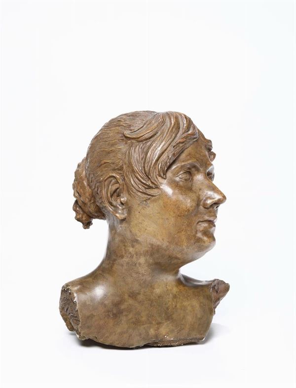 Busto di giovane donna in terracotta, epoca impero