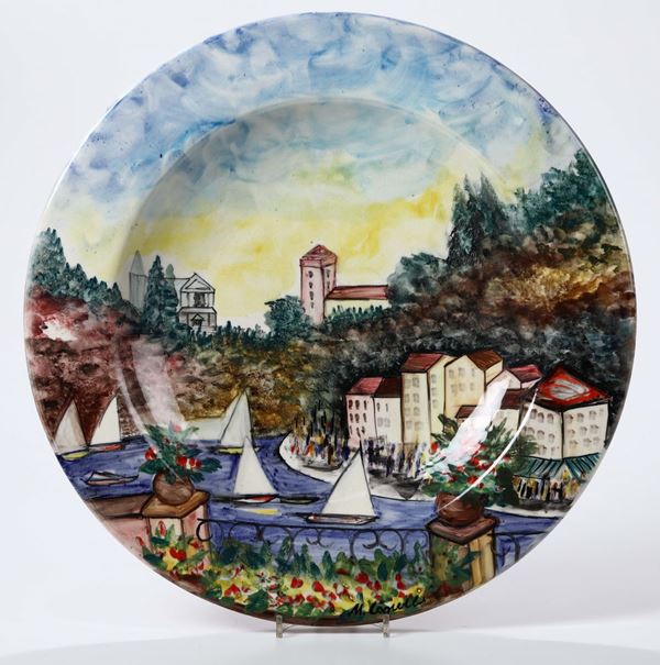 Coppia di grandi piatti in terracotta, su disegno di Michele Cascella