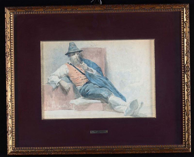 Daniele Bucciarelli (1839-1911) Ritratto di contadino  - Asta Asta a Tempo Dipinti - Cambi Casa d'Aste