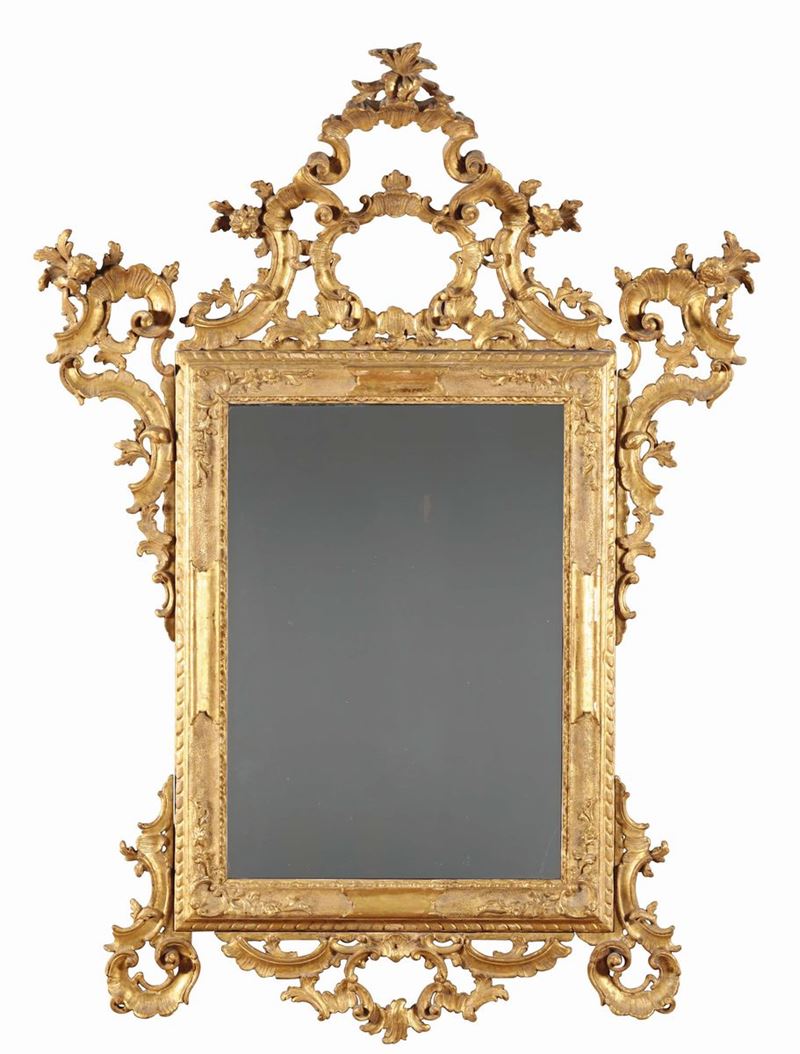 Specchiera Luigi XV in legno intagliato e dorato, XVIII secolo  - Auction Fine Art - Cambi Casa d'Aste