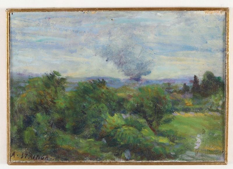 Alberto Stringa (Caprino Veronese 1881-1931) Paesaggio piana di Caprino Veronese  - Auction Asta a Tempo antiquariato - II - Cambi Casa d'Aste