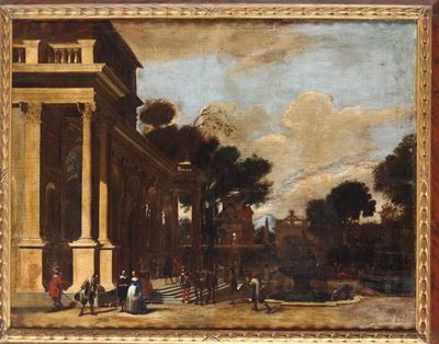 Michelangelo Cerquozzi (roma 1602 - 1660), Attribuito Apaesaggi con Architetture e Personaggi