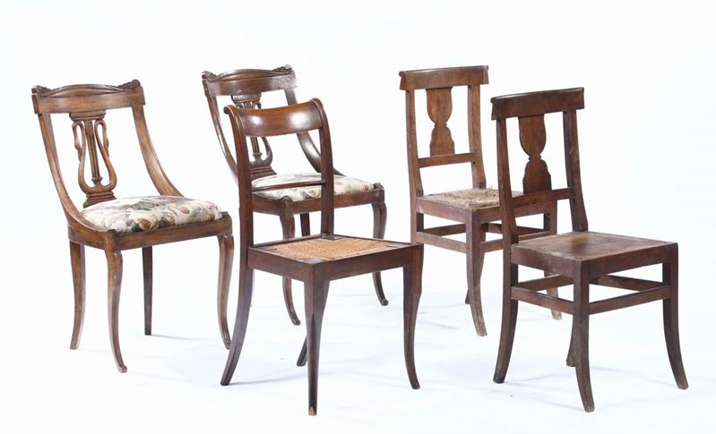 Lotto di cinque sedie  - Asta Antiquariato - Cambi Casa d'Aste