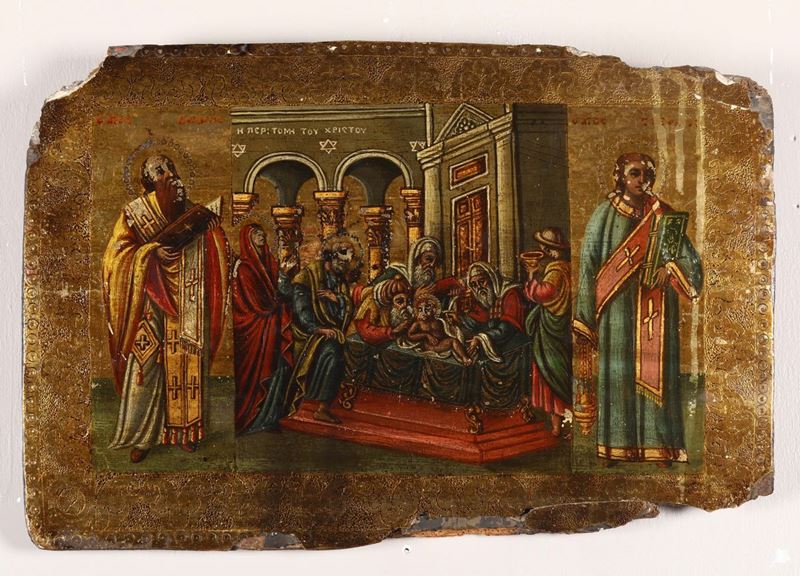 Icona fondo oro rappresentante Santi, XIX-XX secolo  - Auction Fine Art - Cambi Casa d'Aste