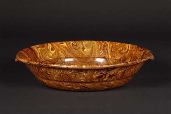 Bowl in grés con smalto finto marmo, Cina, Dinastia Song (960-1279)
