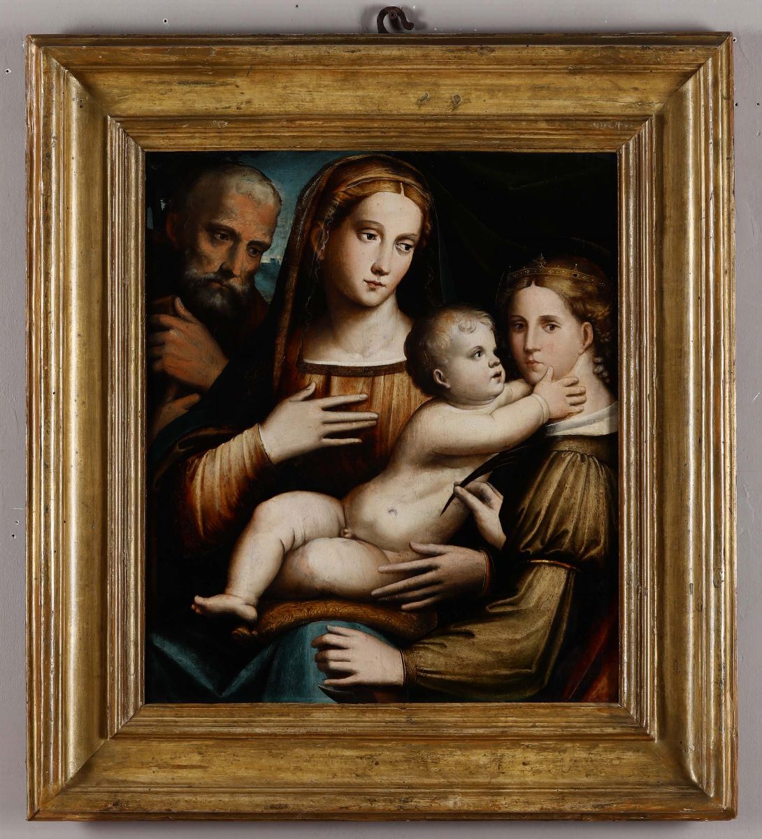 Giacomo Raibolini Detto Giacomo Francia (bologna 1486 - 1557)sacra Famiglia con Santa Caterina D'...