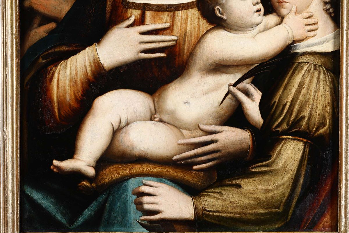 Giacomo Raibolini Detto Giacomo Francia (bologna 1486 - 1557)sacra Famiglia con Santa Caterina D'...