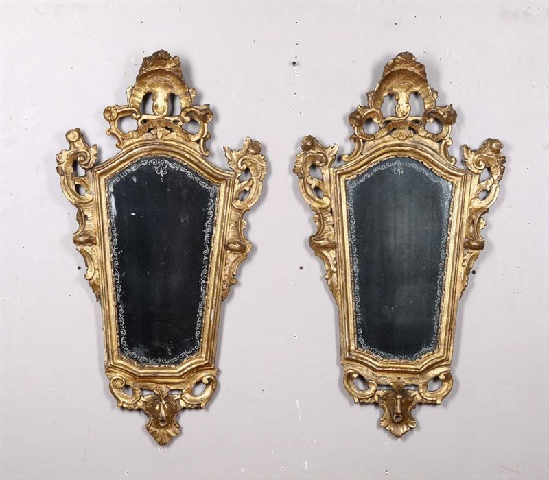 Coppia di ventoline in legno intagliato e dorato, fine XVIII secolo  - Auction Asta a Tempo antiquariato - II - Cambi Casa d'Aste