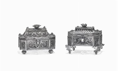 Due Spice-boxes (besamin) in Filigrana D'argento, Est Europa o Russia XIX Secolo