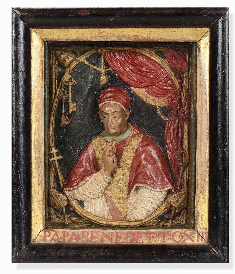 Papa Benedetto XIII in cera policroma, ceroplasta siciliano del XVIII secolo  - Asta Scultura e Oggetti d'Arte - Cambi Casa d'Aste