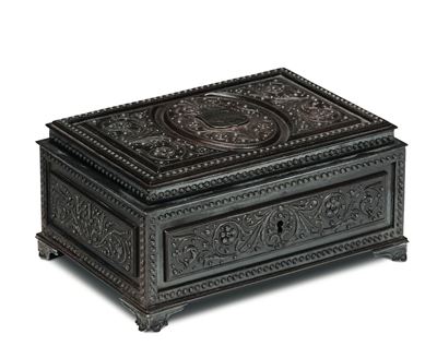Cofanetto Rettangolare in Ferro Fuso e Cesellato, Firmato Att. Tosetti Vicenza 1904, Arte Italian...
