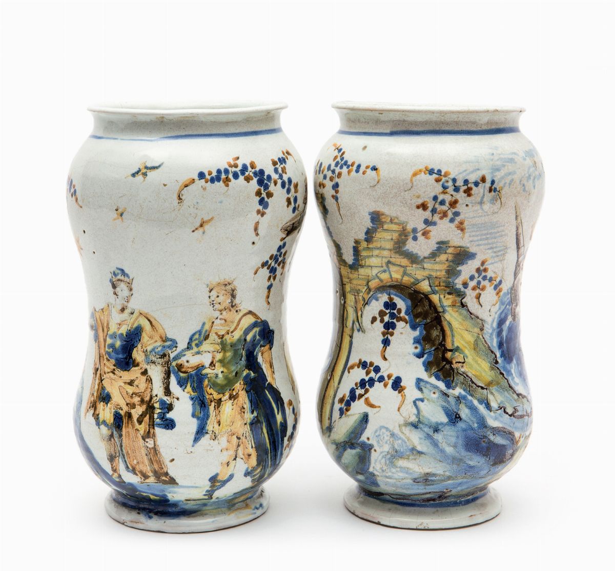 Coppia di Albarelli Savona, Manifattura dei Chiodo-peirano, 1720-1735
