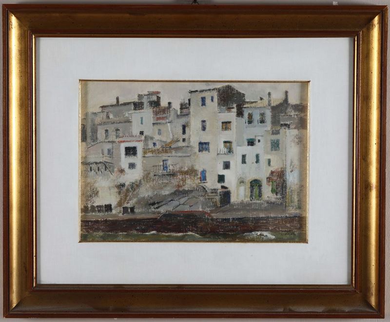 Orazio Pigato (Reggio Calabria 1896–Verona 1966) Paese di campagna  - Asta Asta a Tempo antiquariato - II - Cambi Casa d'Aste