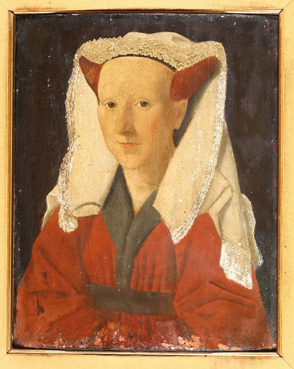 Scuola fiamminga probabilmente del XVI secolo Ritratto femminile