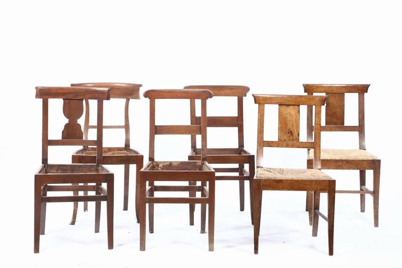 Sei sedie diverse  - Auction Fine Art - Cambi Casa d'Aste