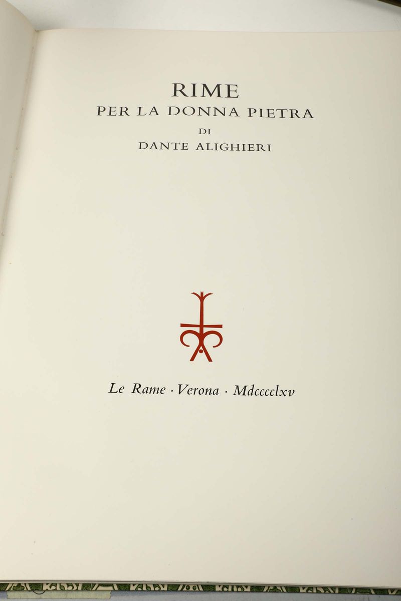 Alighieri Dante / Arduini, Francescorime per la Donna Pietra, Edizioni le Rame , Stamperia Valdon...