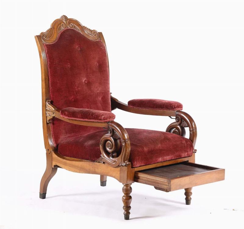 Poltrona in legno intagliato, XIX secolo  - Auction Fine Art Timed Auction - V - Cambi Casa d'Aste