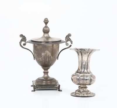 Piccolo Vaso e Zuccheriera in Argento con Coperchio, Lombardo-veneto, XX Secolo