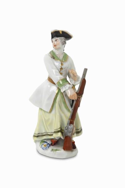 Figurina in Miniatura di Nobile Cacciatrice Meissen, Prima Metà XX Secolo