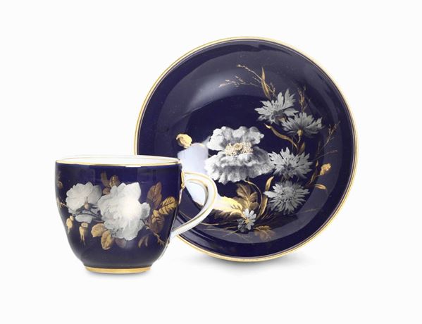 Rara tazza con piattino Meissen, 1860-1890