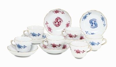Sei Tazze con Piattini Meissen, Verso il 1950