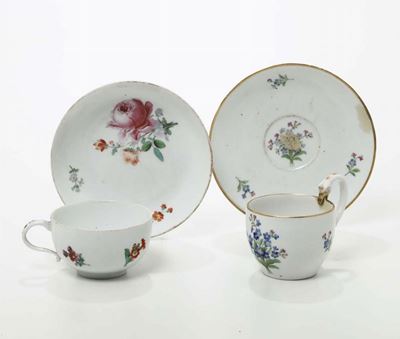 Due Tazze con Piattino Meissen, una Periodo Marcolini, 1774-1814, L’altra 1814-1816