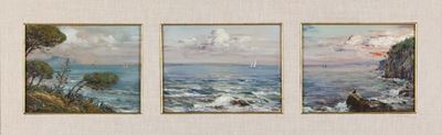 Berto Ferrari (bogliasco 1887 - Genova Quarto 1965)trittico Raffigurante Vedute Costiere
