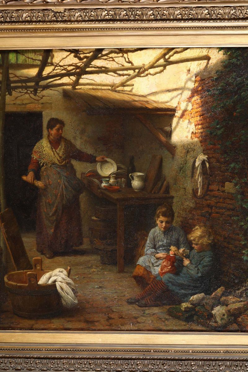 Raffaele Giannetti (1832 - 1916)gioco di Bimbe nel Cortile