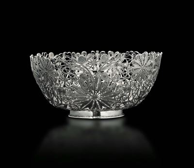 Cestino in Filigrana D'argento con Punzoni, Cina, Dinastia Qing, XIX Secolo