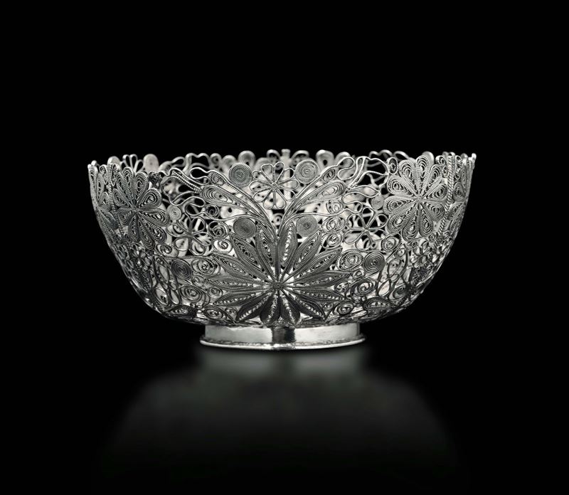 A silver filigree bowl, China, Qing Dynasty, 19th century  - Auction Chinese Works of Art - Cambi Casa d'Aste