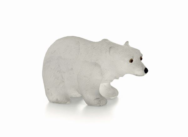 A white bear in rock crystal, rubies and gold. Russia 20th century