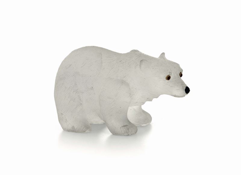 A white bear in rock crystal, rubies and gold. Russia 20th century  - Auction Collectors' Silvers - Cambi Casa d'Aste