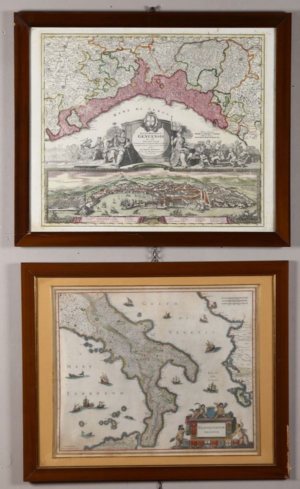 Due carte geografiche del regno di Napoli e della repubblica di Genova
