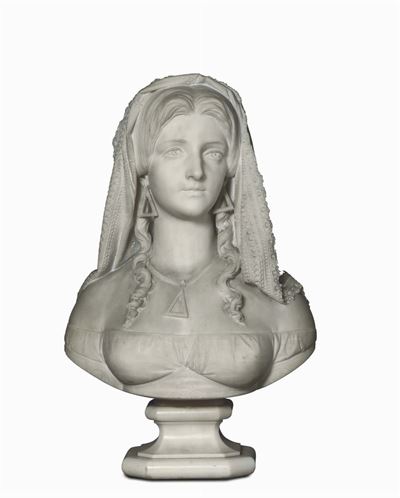Figura di Fanciulla in Marmo Bianco. Antonio Tantardini (milano 1829 - 1879), Milano Seconda Metà...