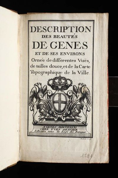 Genova - Guida del Secolo XVIII.description Des Beautes De Genes Et De Ses Environs, Genova, Grav...