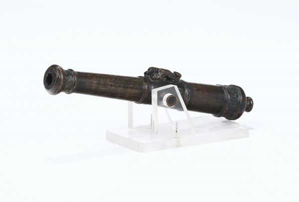 Modellino di cannone da galeone in bronzo fuso a cera persa. Metà del XVI secolo