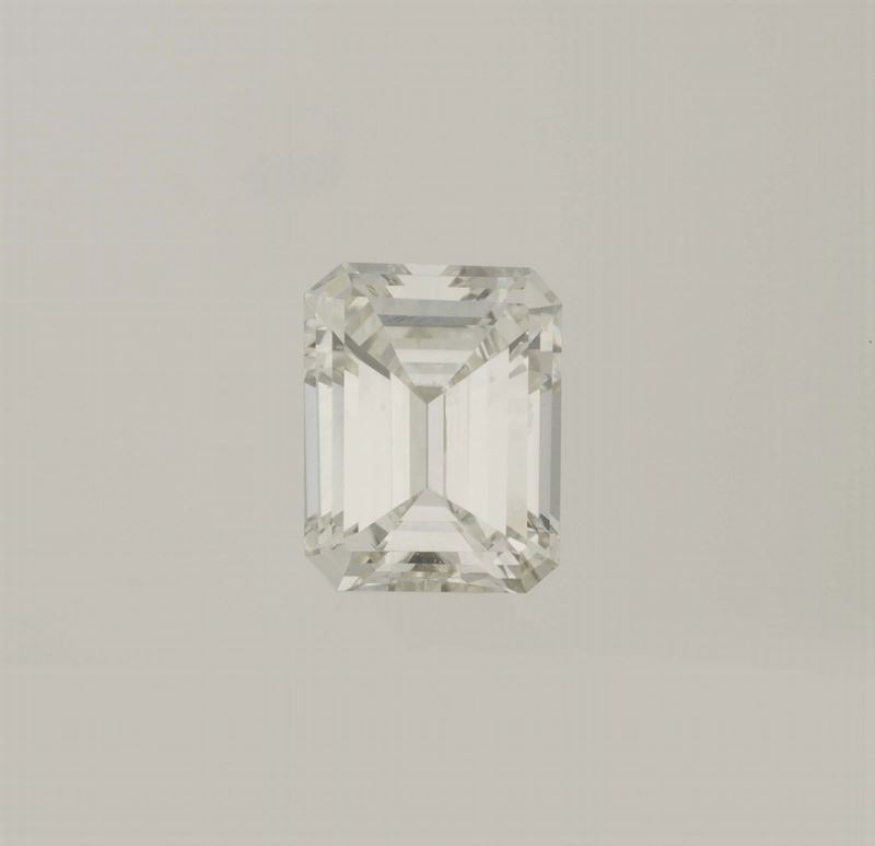 Solitaire taglio smeraldo di ct 3,25, colore F, caratteristiche interne VS1  - Asta Fine Jewels - Cambi Casa d'Aste